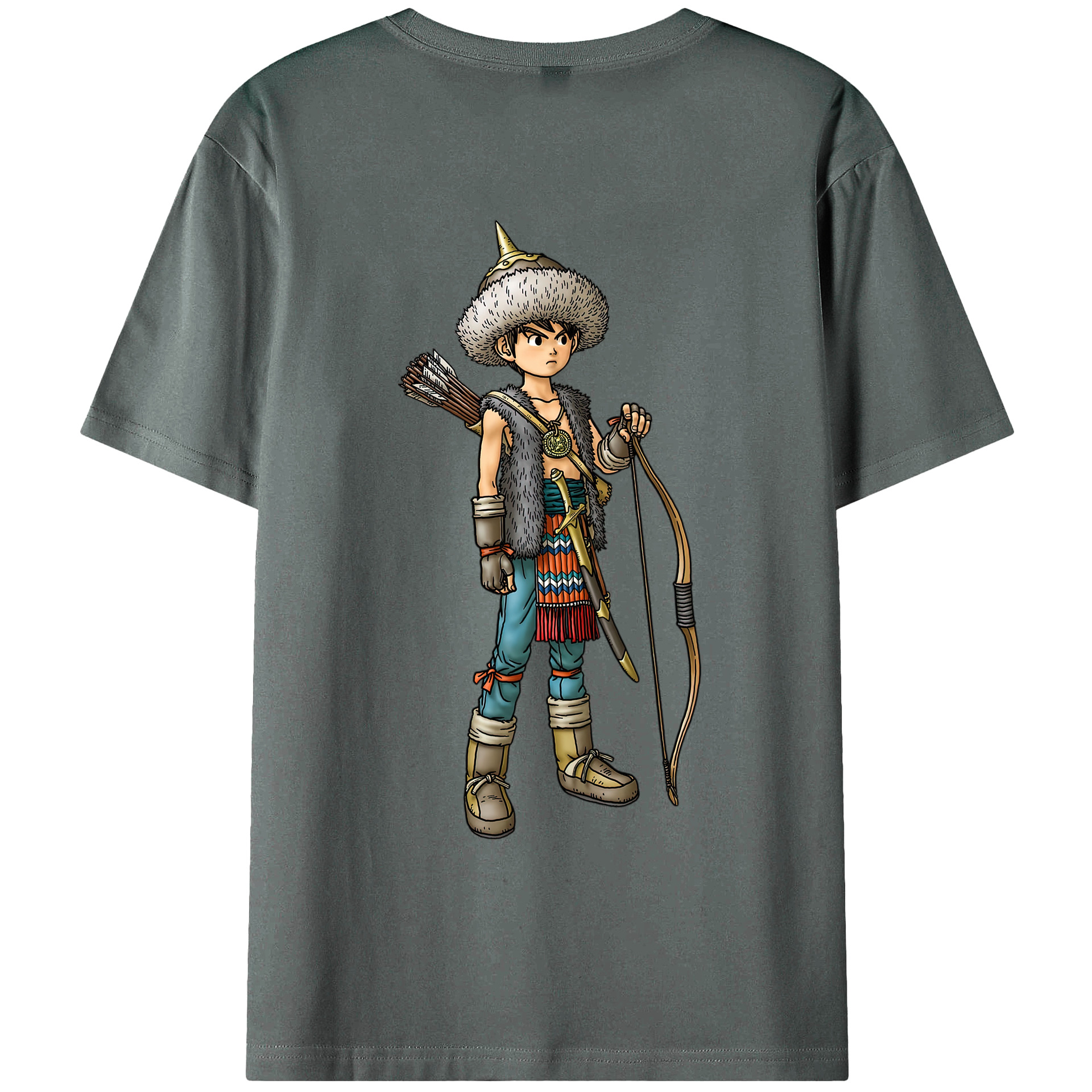 （画像用） ドラゴンクエスト Doragon Kuesuto Dragon Quest 綿100％ メンズ半袖Tシャツ（バックプリント） 通気性